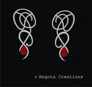 White Gold - Danglers with Diamond and Ruby