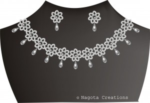 White Gold - Pearl and Diamond Necklace Set