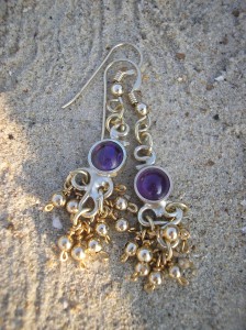 Gold and amethyst earrings