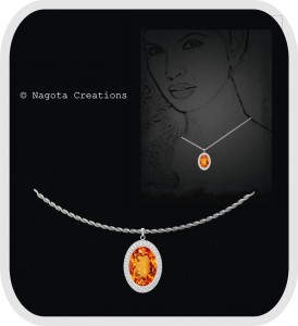 White Gold - Pendant with Citrine and Diamonds