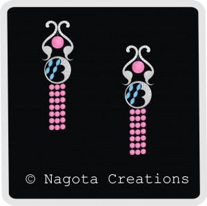 White Gold - Danglers of Blue Topaz and Pink Tourmaline with Diamonds.