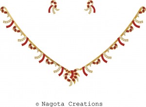 Yellow Gold - Necklace Set with Ruby and Diamond