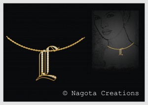 Yellow Gold - Alphabet Pendant of Diamond.