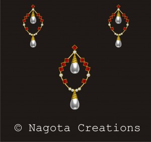 Yellow Gold - Pendant Set with Pearl , Ruby and Diamond.