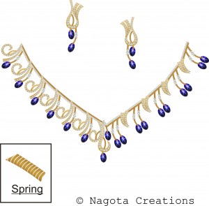 Spring Necklace Set with Yellow Gold ,  Star Blue Sapphire and Diamond