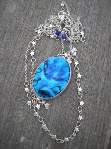 Blue abalone necklace and silver star necklace