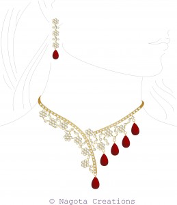 Kundan Meena Necklace Set with Ruby and Diamond Polkis