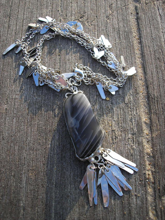 Silver and moonstone necklace