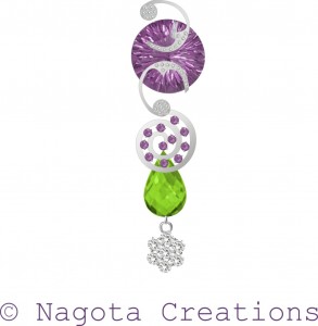 White Gold Pendant with Amethyst , Peridot and Diamonds