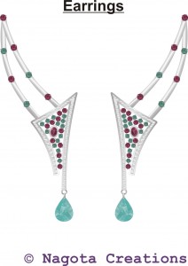 Unique and Beautiful Necklace Set with Rhodolite , Turquoise and diamond