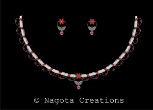 Unique Necklace Set with Diamonds and Ruby