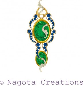 Yellow Gold Pendant with Unique Combination of Blue Sapphire , Peridot , Citrine and Diamond