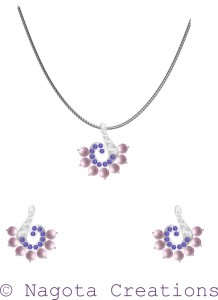 White Gold - Pendant Set with Pearl , Diamonds and Amethyst