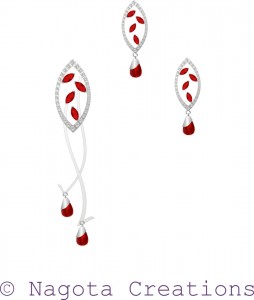 White Gold - Pendant Set with Ruby and Diamonds