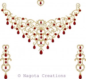 Gorgius and Beautiful Bridal Necklace Set of Yellow Gold , Ruby and Diamond