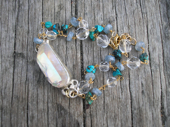 Crystal wand ,turquoise and crystal bracelet