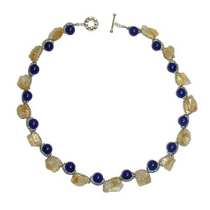 Stones used :Citrine, Blue agate, Seed beads