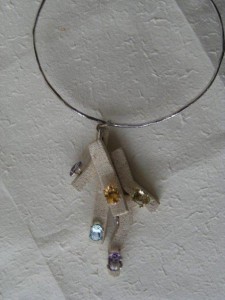 925 Silver handmade Necklace with Vicenza stone elements and semi precious stones