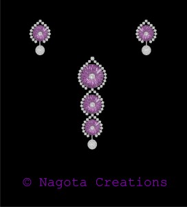 Unique White Gold Pendant Set Highlighting Gorgeous Amethyst & Diamonds