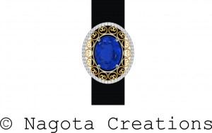 Beautiful Traditional White Gold & Yellow Gold Cocktail Ring Highlighting Blue Sapphire