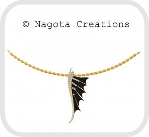 Opulent & Foxy Yellow Gold Pendant with Diamonds & Black Enameling