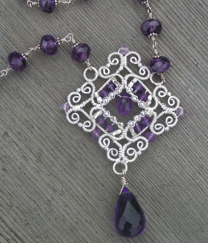 Wire wrapped Amethyst Necklace