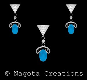 Western Daily Wear Pendant Set With White Gold , Blue Topaz & Diamond