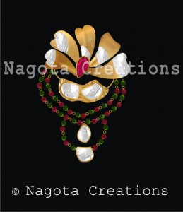 Eligant Kundan Meena Pendant Including Ruby & Diamond Polkis with Floral Theme