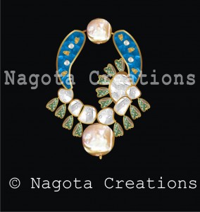 Lovely Kundan Meena Pendant Inspired with Fishes , Ice & Water to Refresh You in this Hot Temprature